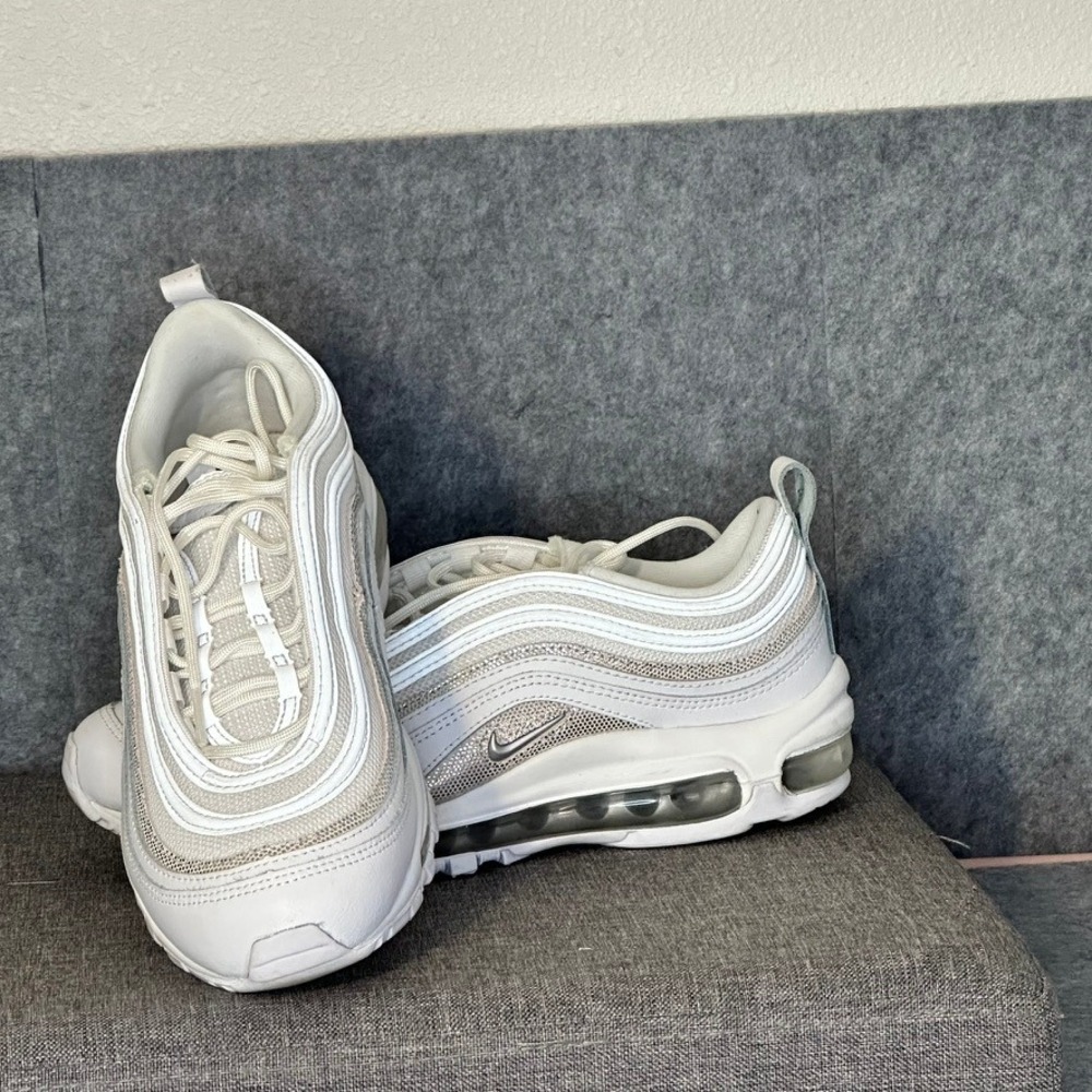 Nike Air Max 97 White Silver Running Shoes Sneakers W8.5